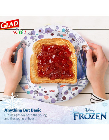Platos de Papel Desechables Glad Disney Frozen 21.6 cm - 40 Unidades