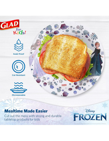 Platos de Papel Desechables Glad Disney Frozen 21.6 cm - 40 Unidades