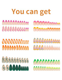 6 Paquetes Uñas Postizas Almendra Medianas Tejecu 144 Pcs 2