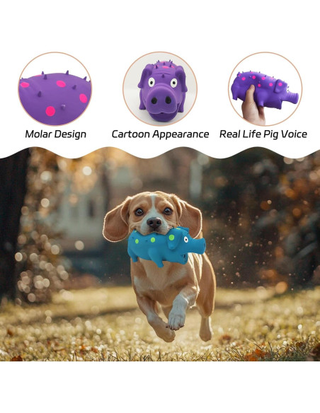 Juguete Squeaky para Perros Andiker 20cm Láttex Cerdo Rosa/Púrpura