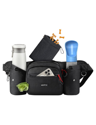Mochila de Cintura AGPTEK para Entrenamiento de Perros, Negra