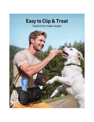 Mochila de Cintura AGPTEK para Entrenamiento de Perros, Negra