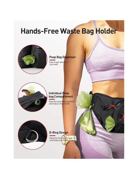 Mochila de Cintura AGPTEK para Entrenamiento de Perros, Negra