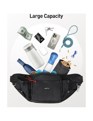 Mochila de Cintura AGPTEK para Entrenamiento de Perros, Negra