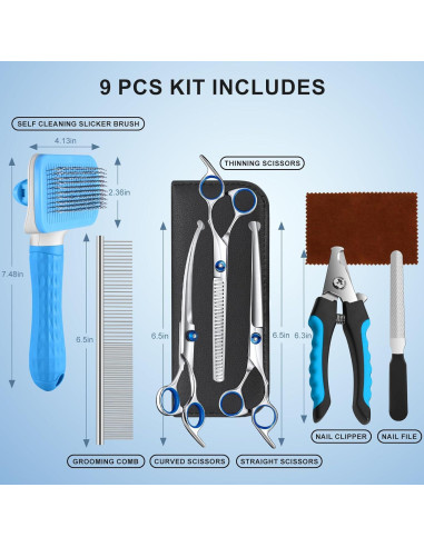 Juego de Tijeras de Aseo para Perros Odoland - Kit Completo