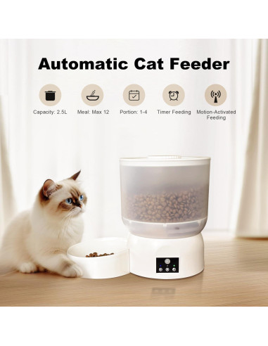 Dispensador Automático de Comida para Gatos Relihom 2.5L Recargable