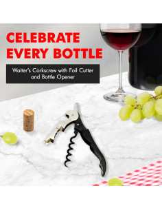 Sacacorchos Chef Craft 12,7 cm con Cortador y Abrebotellas 2