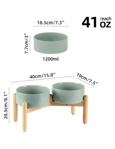 Juego de Cuencos Dobles Elevados Havniva Cerámica 18.5 cm Verde Claro 2