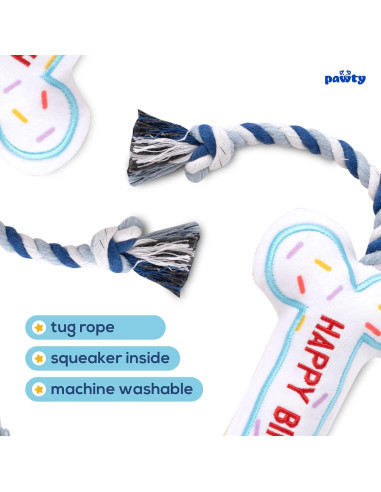 Juguete Interactivo para Perros Pawty Hueso de Cumpleaños Blanco