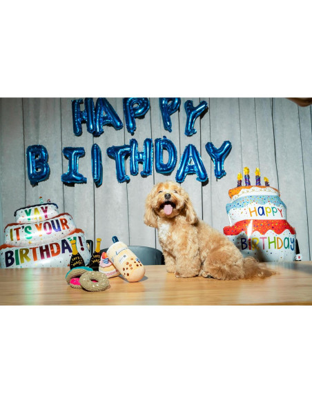 Juguete Interactivo para Perros Pawty Hueso de Cumpleaños Blanco