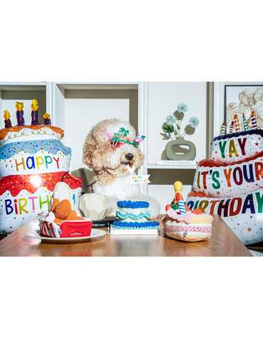 Juguete Interactivo para Perros Pawty Hueso de Cumpleaños Blanco