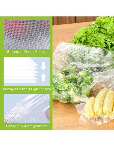 Bolsas de Sellado al Vacío Bonsenkitchen 8x15m y 11x15m BPA Libre