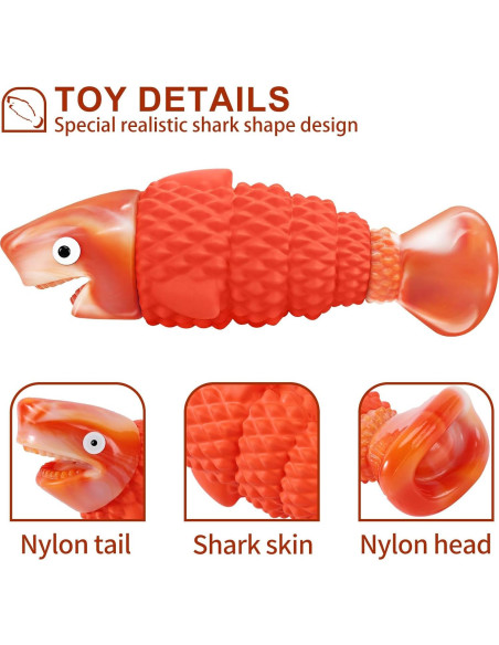Juguete Indestructible para Perros Ujar - Tiburón Naranja 20cm Juguete Indestructible para Perros Ujar - Tiburón Naranja 20cm