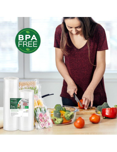 Bolsas de Sellado al Vacío Bonsenkitchen 8x15m y 11x15m BPA Libre