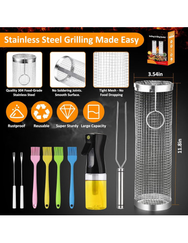 Cesta Parrilla Acero Inoxidable YMXHK 2 PCS Rectangular