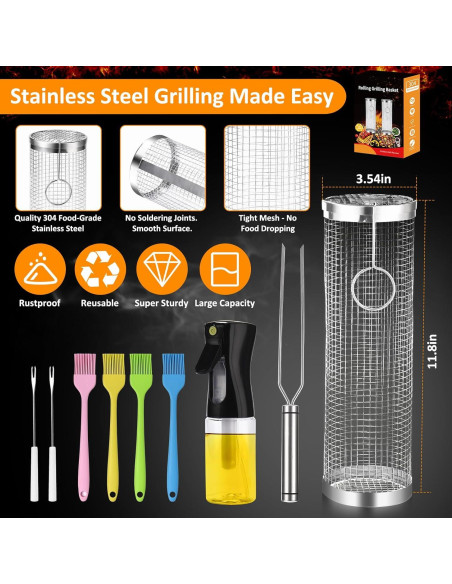 Cesta Parrilla Acero Inoxidable YMXHK 2 PCS Rectangular