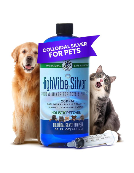 Plata Coloidal HighVibe 946 ml para Cuidado de Mascotas
