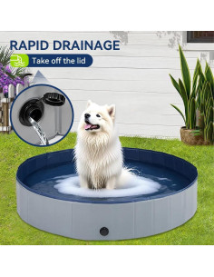 Piscina Plegable para Mascotas SEHAUSEU 99 cm Gris Antideslizante 2