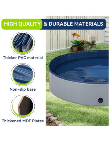 Piscina Plegable para Mascotas SEHAUSEU 99 cm Gris Antideslizante