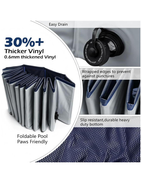 Piscina Plegable para Mascotas SEHAUSEU 99 cm Gris Antideslizante