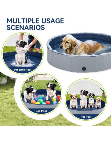 Piscina Plegable para Mascotas SEHAUSEU 99 cm Gris Antideslizante