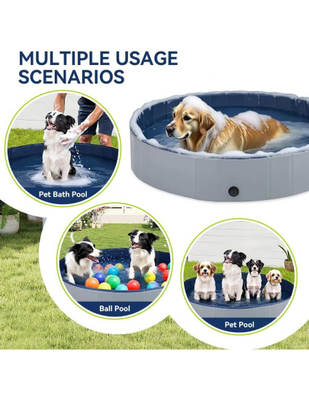 Piscina Plegable para Mascotas SEHAUSEU 99 cm Gris Antideslizante