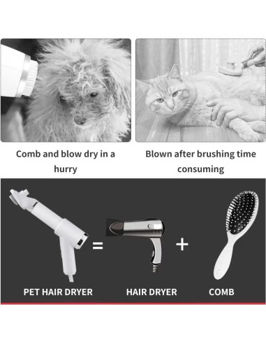 Secador de Pelaje 3 en 1 Pacaba con Cepillo Slicker Blanco