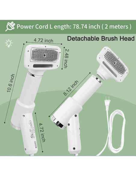 Secador de Pelaje 3 en 1 Pacaba con Cepillo Slicker Blanco