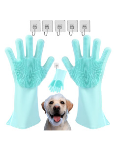 Guantes de Aseo de Silicona Reutilizables para Mascotas - 17.8x15cm