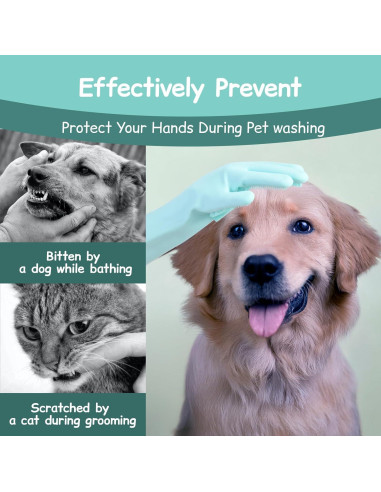 Guantes de Aseo de Silicona Reutilizables para Mascotas - 17.8x15cm