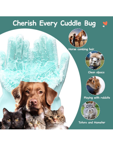 Guantes de Aseo de Silicona Reutilizables para Mascotas - 17.8x15cm