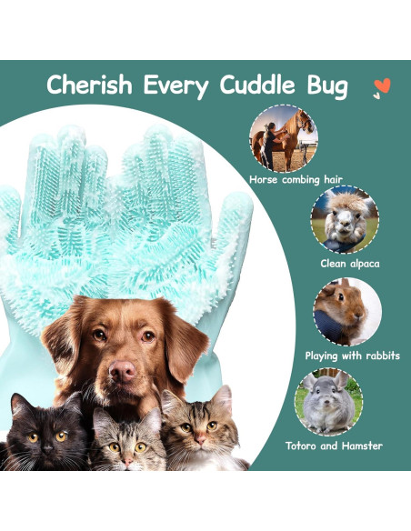 Guantes de Aseo de Silicona Reutilizables para Mascotas - 17.8x15cm