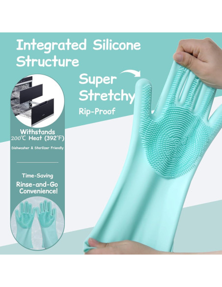 Guantes de Aseo de Silicona Reutilizables para Mascotas - 17.8x15cm