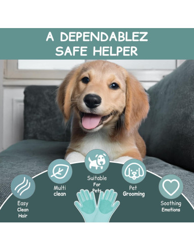 Guantes de Aseo de Silicona Reutilizables para Mascotas - 17.8x15cm