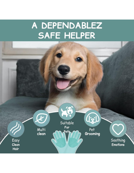 Guantes de Aseo de Silicona Reutilizables para Mascotas - 17.8x15cm