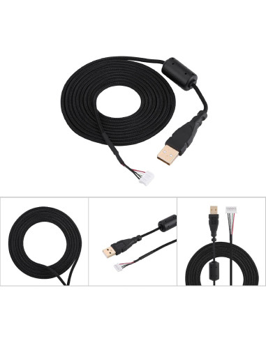 Cable Universal para Ratón Yosoo Trenzado USB 5 Pines Negro