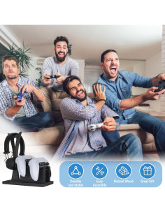 Organizador de Controladores de Madera Kaseny para Gamer - Soporte Auriculares y Accesorios 2