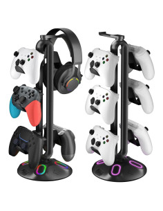 Soporte para Auriculares RGB Canmarin con 9 Modos de Luz y 2 Puertos USB