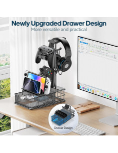 Soporte para Auriculares KDD con Cajón y Organizador de Cables 2