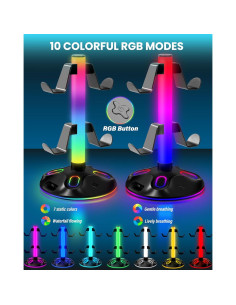 Soporte para Auriculares RGB Doble Capa con Carga USB - PHY-240301 2