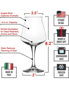 Vasos de Cerveza Teku DU VINO 420 ml, Paquete de 4 2