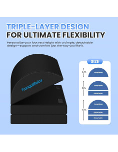 Reposapiés ajustable TranquilRelax negro con funda lavable 2