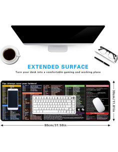 Alfombrilla de atajos de Excel Halverion 80x30cm impermeable 2