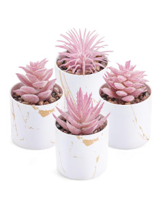 Plantas Suculentas Falsas Der Rose - 4 Paquetes Rosadas