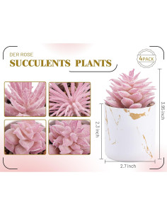 Plantas Suculentas Falsas Der Rose - 4 Paquetes Rosadas 2