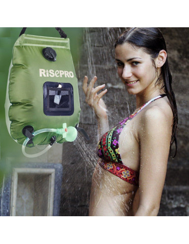 Bolsa de Ducha Solar RISEPRO 20L Calentamiento 45C Camping