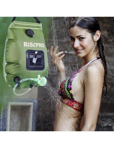 Bolsa de Ducha Solar RISEPRO 20L Calentamiento 45C Camping