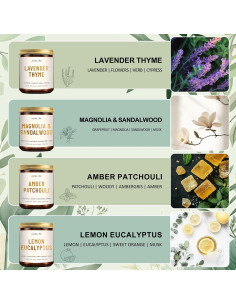 Juego de 4 Velas Aromáticas Auelife - Soja, Lavanda, Eucalipto, Sándalo, Pachulí 2