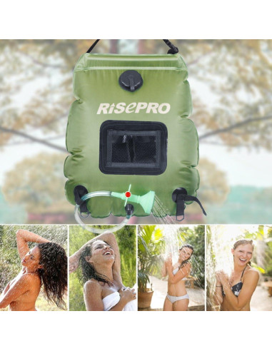 Bolsa de Ducha Solar RISEPRO 20L Calentamiento 45C Camping