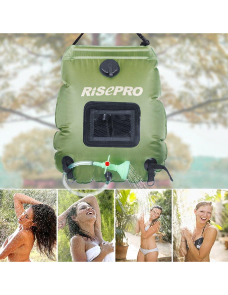 Bolsa de Ducha Solar RISEPRO 20L Calentamiento 45C Camping